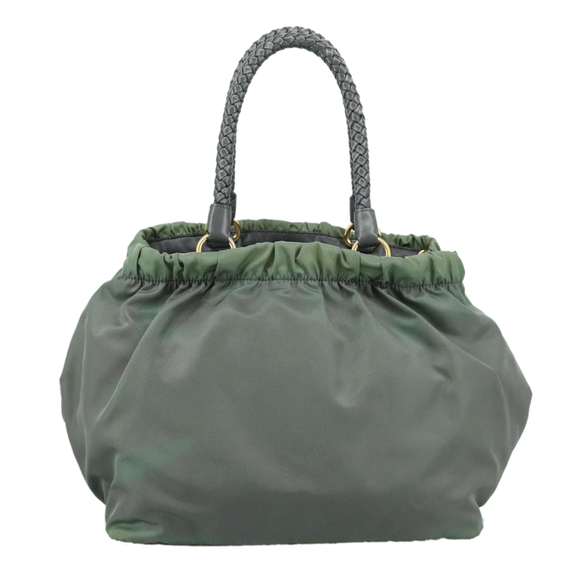 PRADA Hand Bag Nylon 2way Green Gold Auth 104393 - Picture 2 of 16